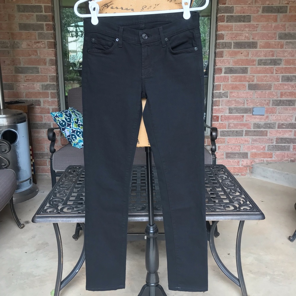 7FAM Roxanne Skinny Straight Jeans Sz 24 Black